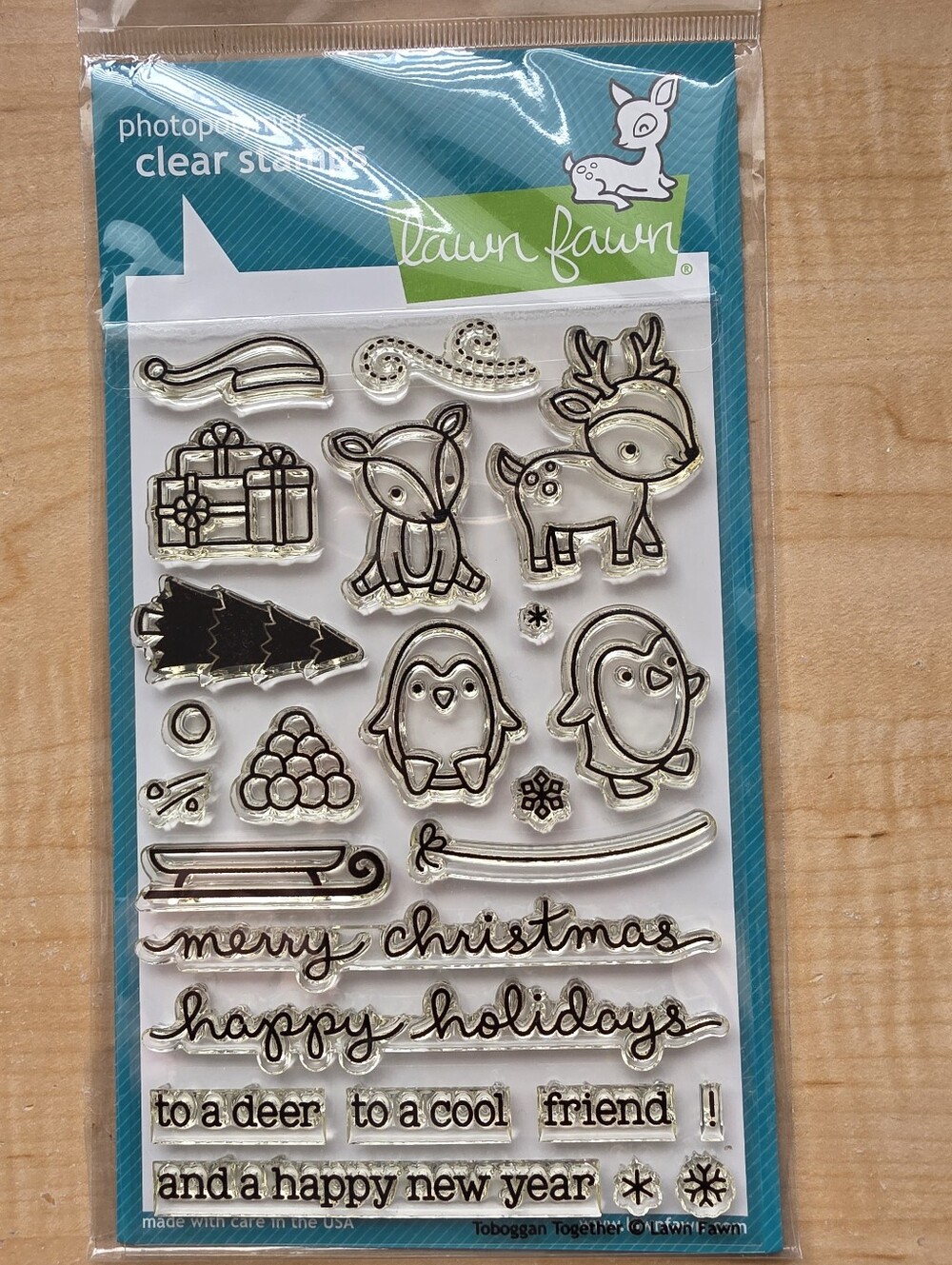 NIP Lawn Fawn Toboggan Together Polymer Clear Stamp Set